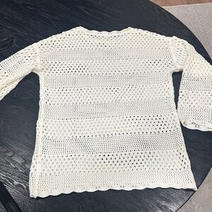 Cream Crochet Knit Sweater